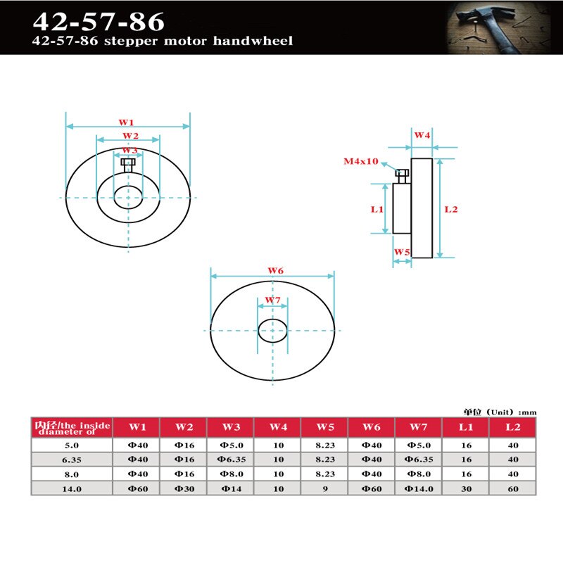 1pc 42 57 86 stepper motor handwheel stepper motor nema34 5mm 6.35mm 8mm 14mm outer diameter 40mm cnc diy engraving machine part