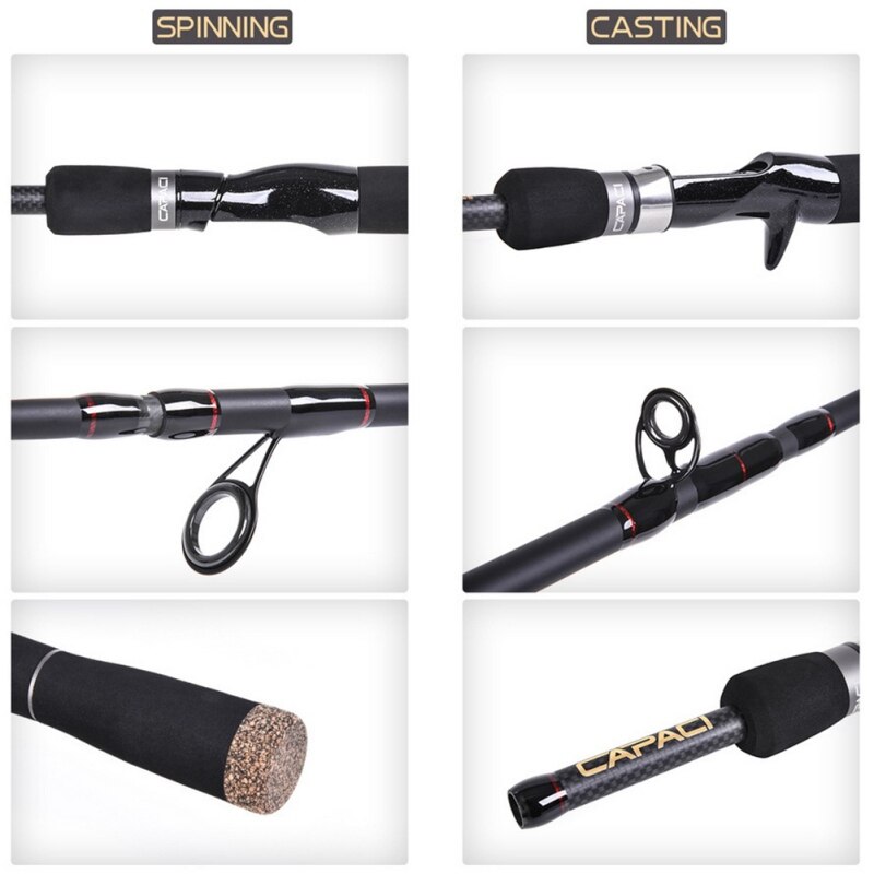 CAPACI Carbon Small Sea Pole Fiber Telescope Fishing Rod Travel Spinning Fishing Pole