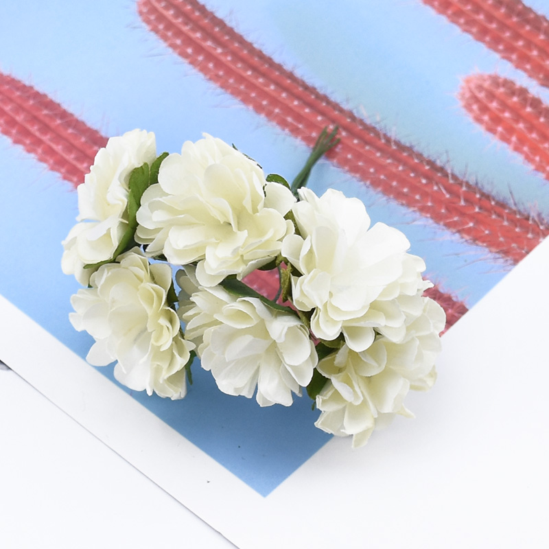 6 stykker papir nellike blomster dekorativ krans brud håndled broche juleblomster gør det selv bryllup boks kunstige blomster