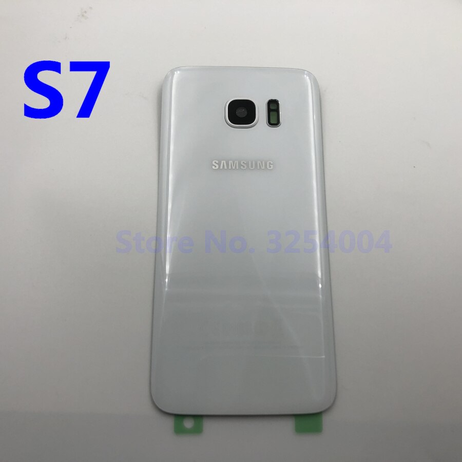 Para Samsung Galaxy S7 Edge G935 S7 G930 batería cubierta trasera carcasa de repuesto piezas de reparación + Marco de lente de cristal de la cámara del oído: S7  White