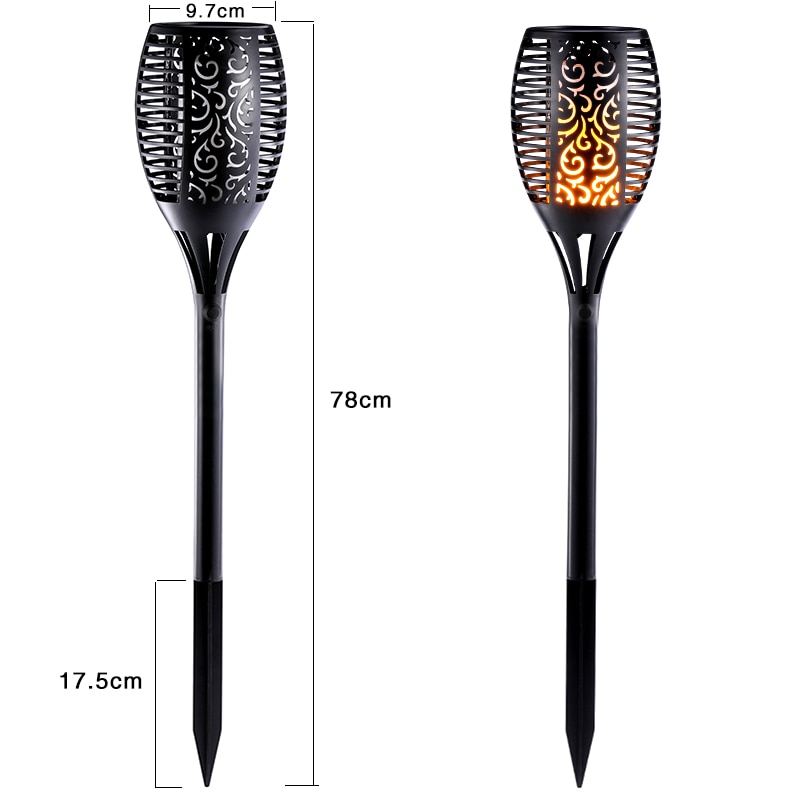 Solar Tiki Torch Lights LED Garden Waterproof Outdoor Courtyard Lamp Dancing Flame Flickering 96 LEDs Decorative Lights IP65