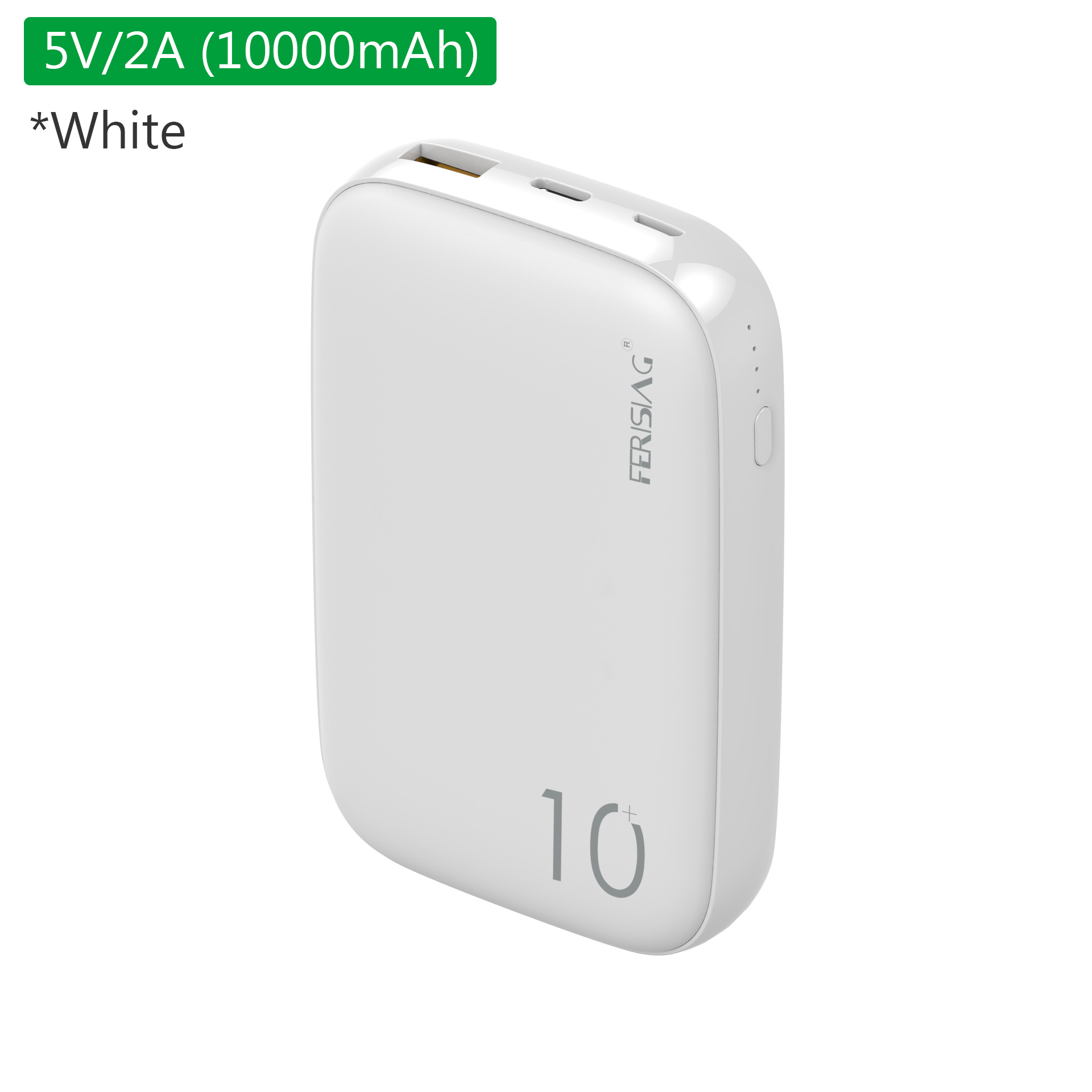 FERISING PD della Banca di Potere 10000 mAh Portatile Batteria Esterna del Caricatore del USB di Tipo C di CONTROLLO di qualità 4.0 3.0 10000 mah per Xiaomi mi Powerbank banche: White 10W 5V 2A