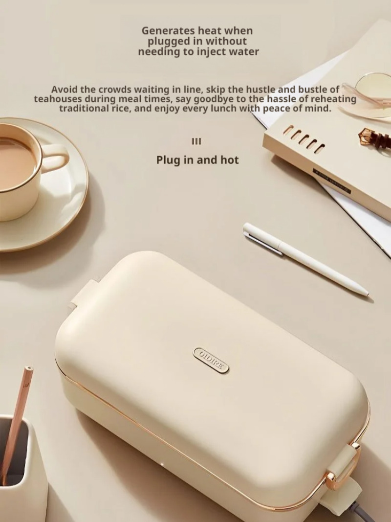 Portable Electric Lunch Boxes Office Thermal Lunch Boxes Water Free Heating Bento Box Stainless Steel Food Warmer