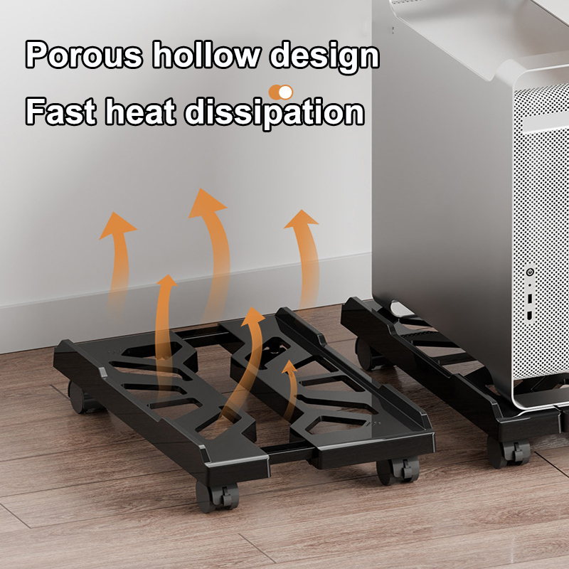 1pc ABS Desktop Computer Tower Stand, Adjustable Mobile CPU Holder with Rolling Wheels, Home Office Universal Platform Bracket