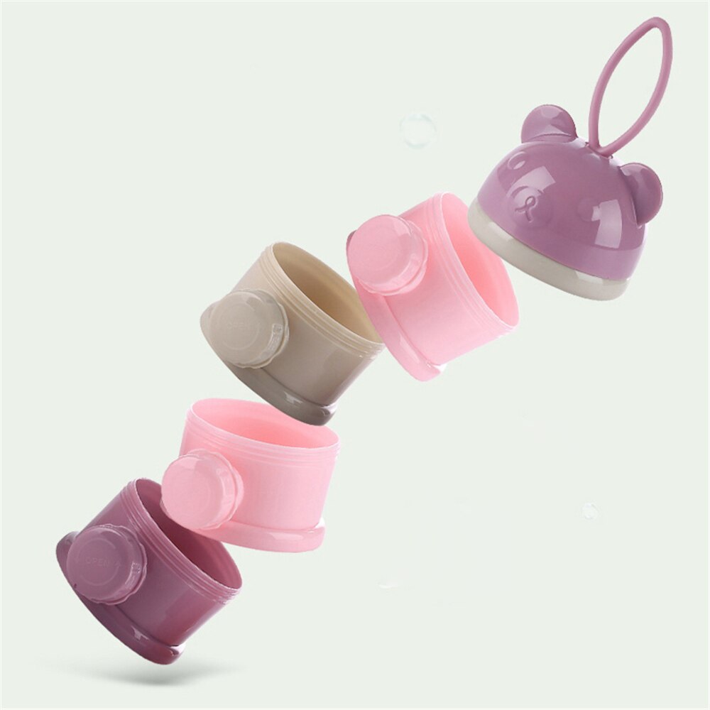 Infant formula dispenser toddler snack outdoor 4-layer stackable food container portable