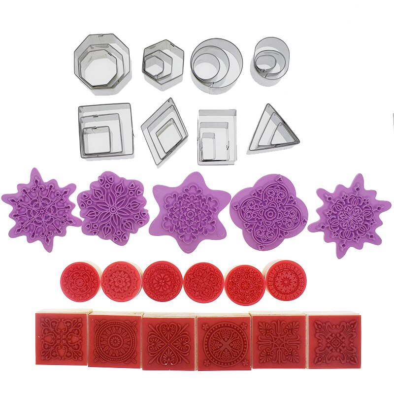 Clay Tool Stainless Steel Geometry Cutting Mold Clay cutter Baroque Mandala texture emboss stamp block pottery tools kit