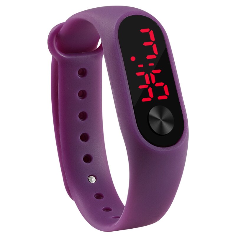 Ich bin Freien Einfache Sport rot LED Digital Armbinde Uhr Männer Frauen Bunte Silikon Uhren freundlicher freundlicher Armbanduhr: Violett