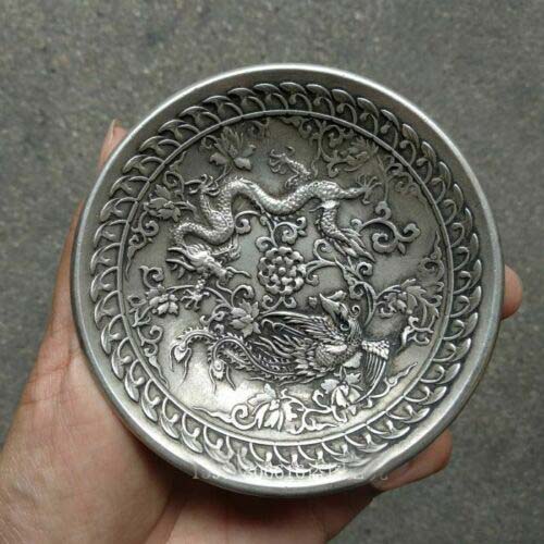 China Oude Tibetaans Zilveren Chinese Draak Phoenix Platen