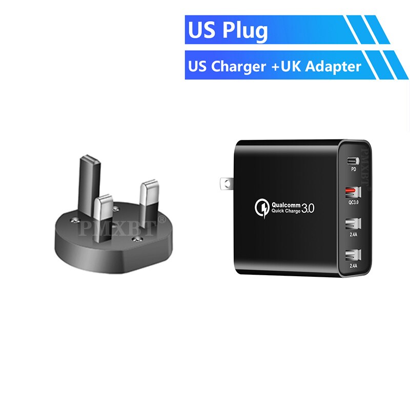 48W Schnell Ladegerät Typ C USB PD Ladegerät Für iPhone 11 Pro Max XS MacBook Handy Typ-C zu USB-C EU UNS UK Stecker Adapter Wand: UK Charger Black