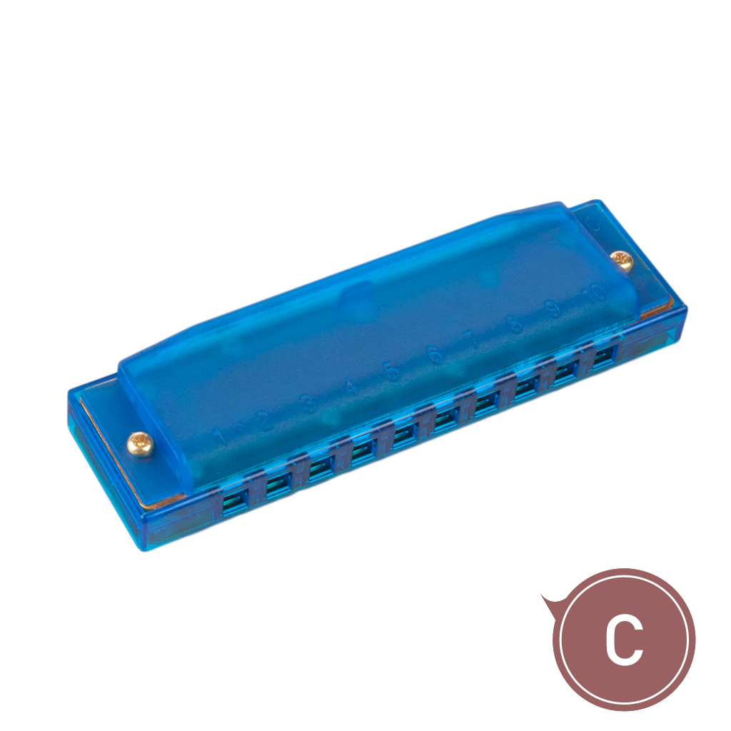 LOMMI Folkmaster Blues Harmonica Standard C Key 10-Hole 20 Tones Diatonic Blues Gaita Harmonica For Beginner Colorful Harmonica: Blue Harmonica