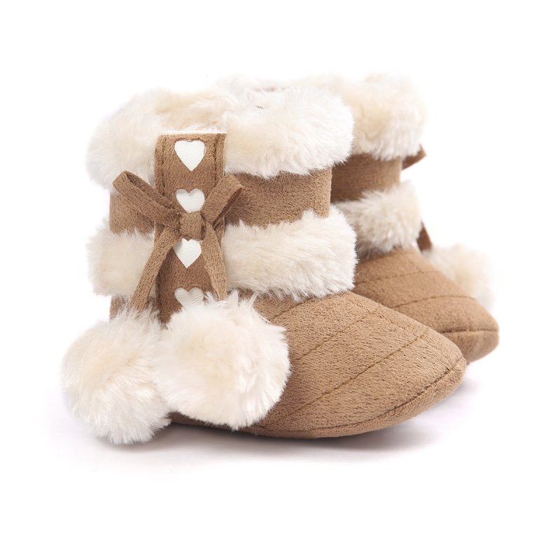 Winter Baby Laarzen Zachte Pluche Bal Laarsjes Voor Baby Meisjes Anti Slip Sneeuw Boot Warm Houden Crib Schoenen 0-18M