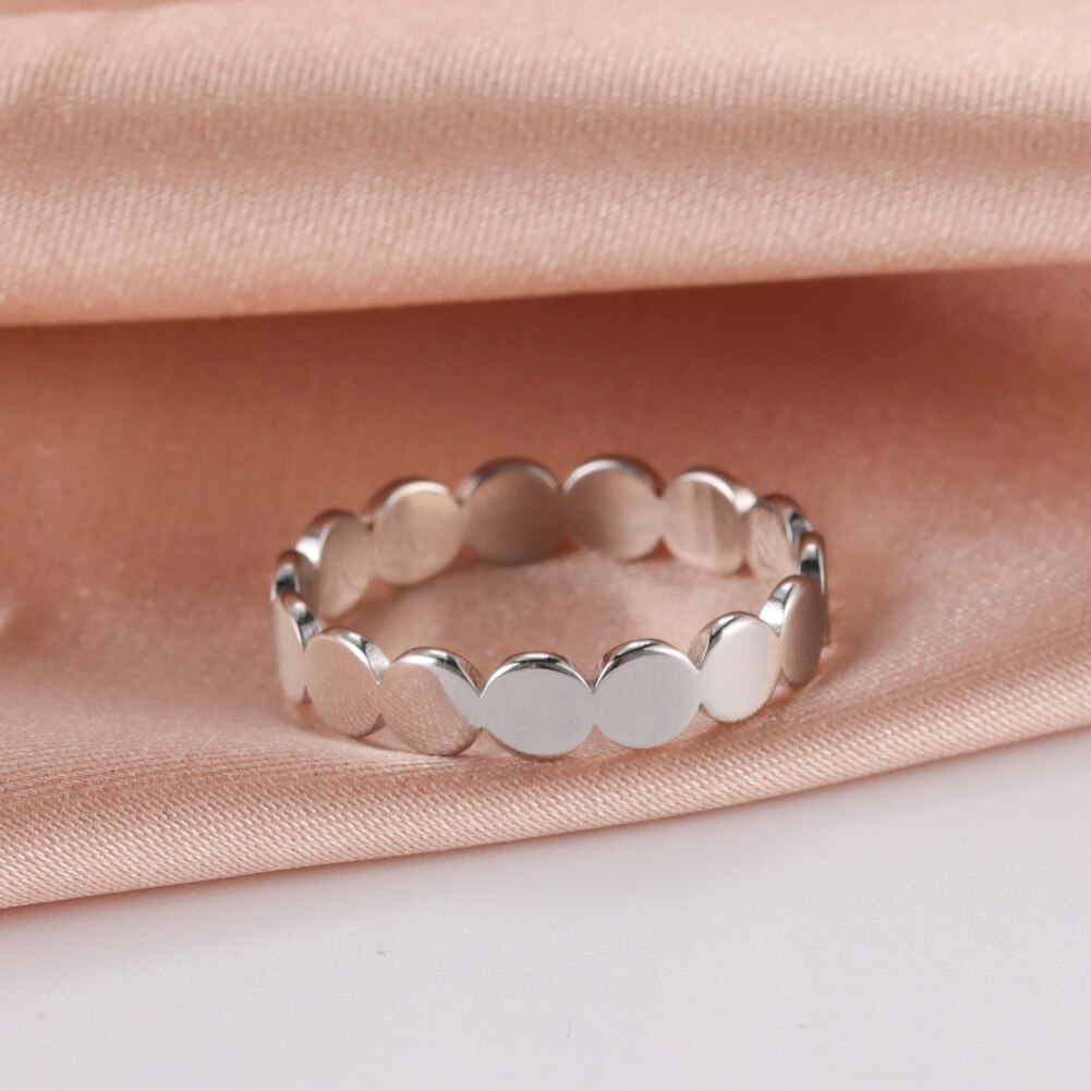 Skyrim Geometric Round Minimalist Rings for Women Girls Gold Color Stainless Steel Ring Wedding Party Jewelry