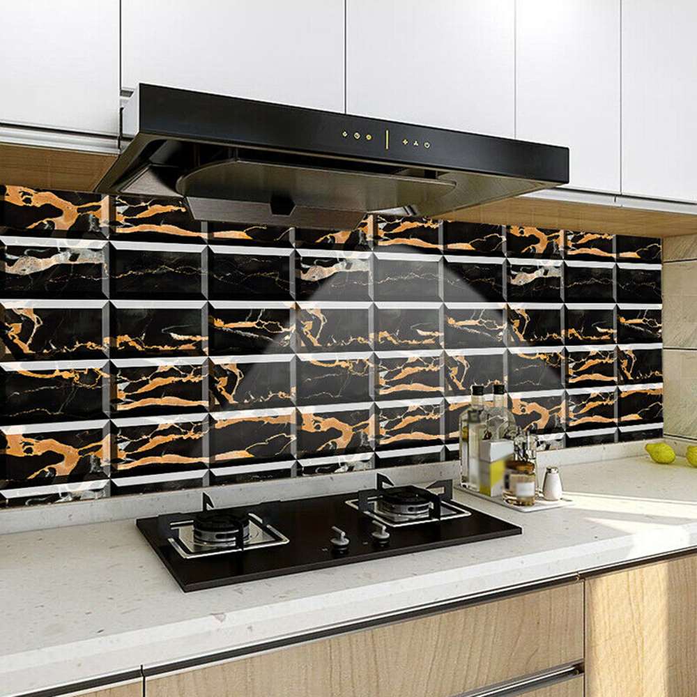 2 Sets Self-adhesive Tile Stair Stickers 3D Brick Effect Wall Panel Sticker For Bathroom Kitchen Waterproof Wall Tile Decoration