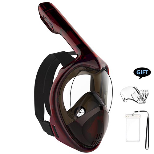 2019 Pieno Viso Lo Snorkeling Maschere Panoramica 180 Vista Anti-nebbia Anti-Perdita di Nuoto Scuba Subacquea Maschera Subacquea Compatibile nuovo di sicurezza: GemRed / L/XL