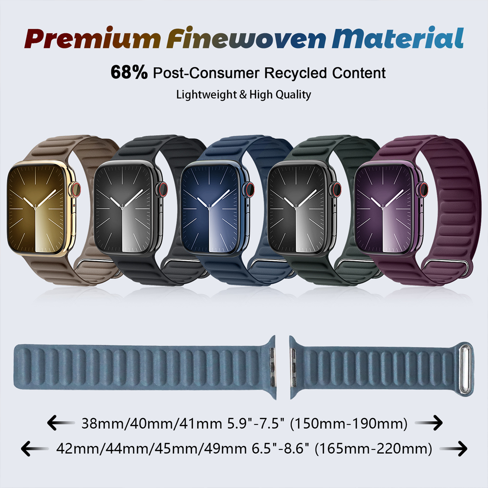 Länkarmband för apple watch-band 49mm 45mm 44mm 42mm 41mm 40mm finvävd magnetisk ögla iwatch-serie 9 8 se 6 5 7 ultra-armband