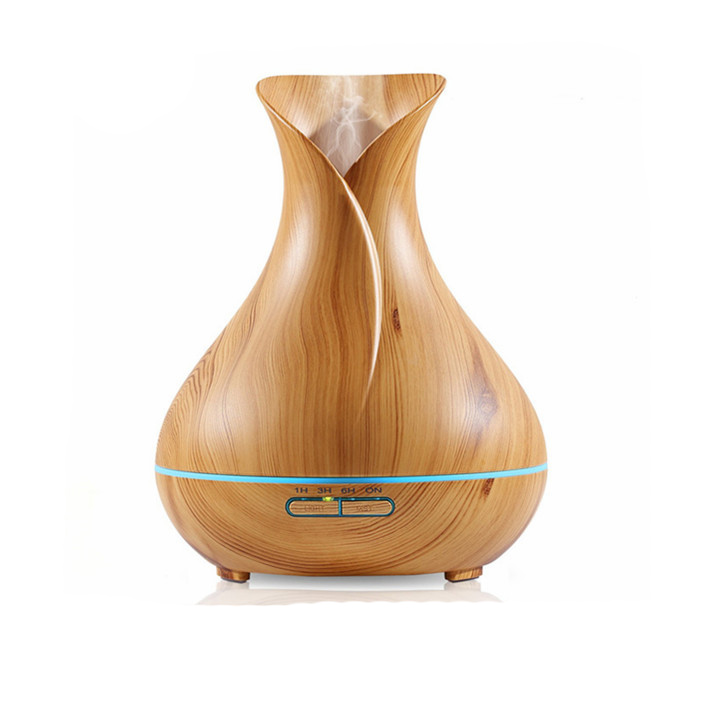 400 Ml Aromatherapie Luchtbevochtiger Hout Aroma Essentiële Olie Diffuser 7 Kleur Veranderende Led Voor Office Home Decor Vaas: LightWood / eu