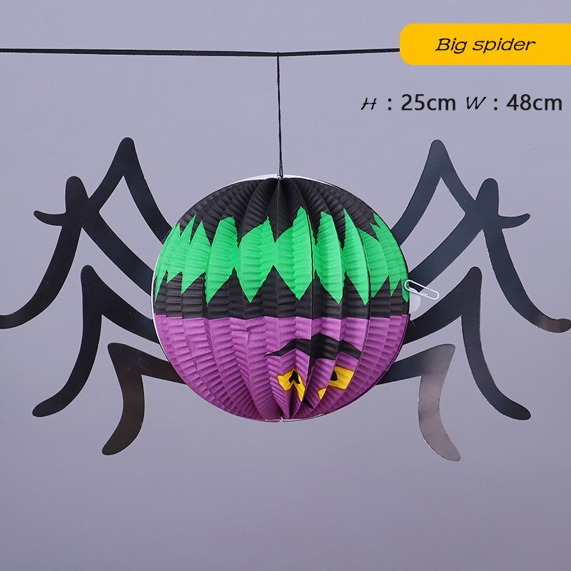2 pc/ set halloween dekorationer bar rolig spöke fladdermus spindel pumpa lykta prydnad dekoration halloween festlokal layout rekvisita: Stor spindel