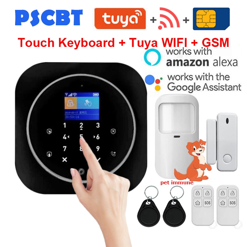 Tuya-sistema de alarma GSM para seguridad del hogar, tarjeta SIM, marcador de teléfono, aplicación de Control remoto, 11 idiomas, alarma antirrobo
