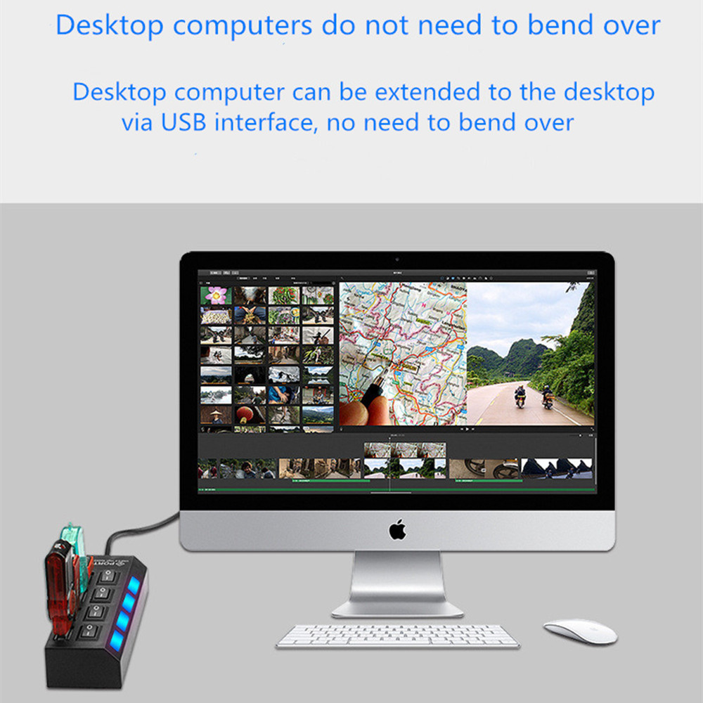 Usb Hub 2.0 Multi Usb 2.0 Hub High Speed Led 4 / 7 Poorten Usb Splitter Voor Pc Computer Accessoires laptop Met Aan/Van