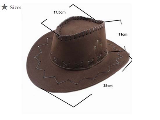 LUCKYLIANJI mężczyźni dziki jazz wiatr zamsz Panama kowboj kowbojka zachodniej szerokim rondem byk jeździec kapelusz Sunhat dostosować przewód (jeden rozmiar: 58cm)