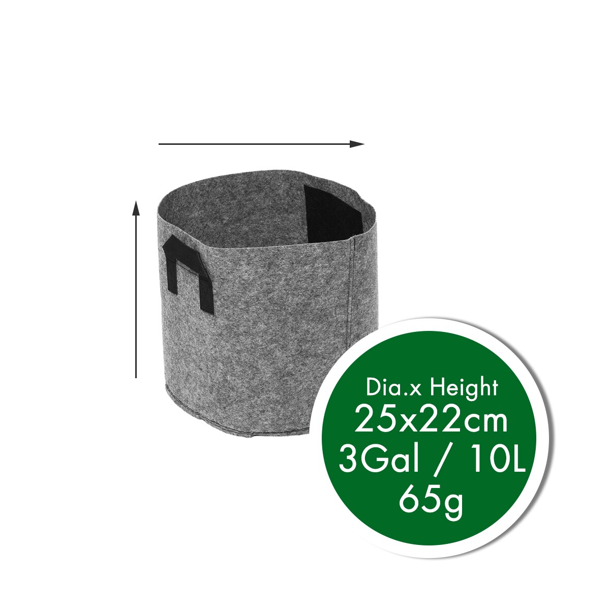 Ikke-vævet filt 1-30 gallon stof vokseposer åndbare potter planter rod pose container plante smarte potter med håndtag have su: 3 gallon 25 x 22