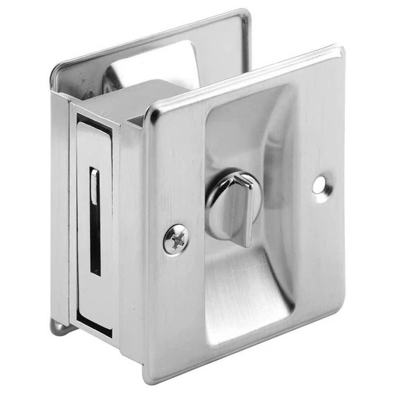 Pocket Door Privacy Lock Stainless Steel Sliding Door Lock Buckle Sliding Door Lock Access Door Door Lock: Default Title