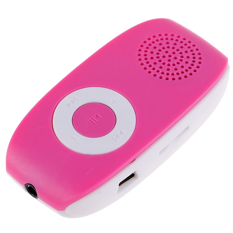 Reproductor de música MP3 para niños con Clip reproductor de música USB reproductor de MP3 compatible con tarjeta SD TF 32GB de música deportiva altavoz incorporado: Rosa