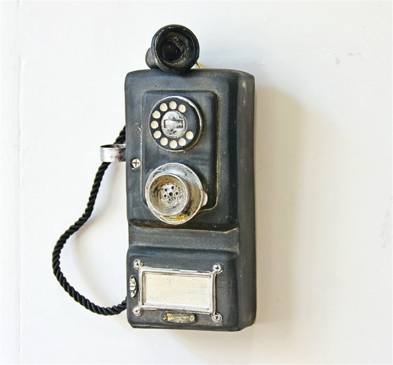 Europæisk vintage stil vægbeslag harpiks telefonmodel retro nostalgisk håndværk bar kaffebar ornament hjem vægdekoration: Default Title
