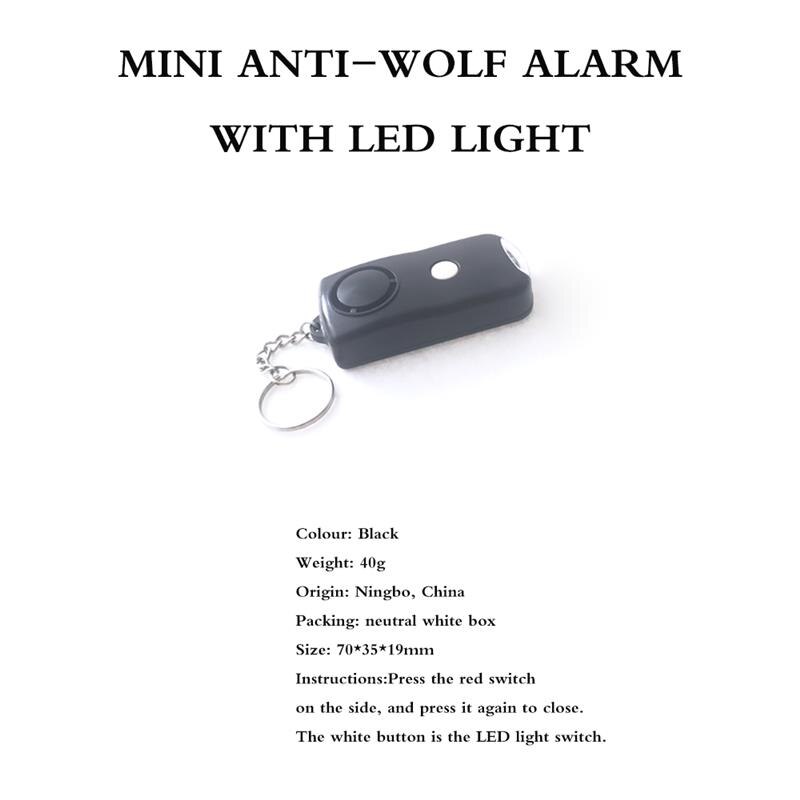 En nødsikkerhedsalarm nøglering sikkerhed personlig alarm med led-lys praktisk at bære