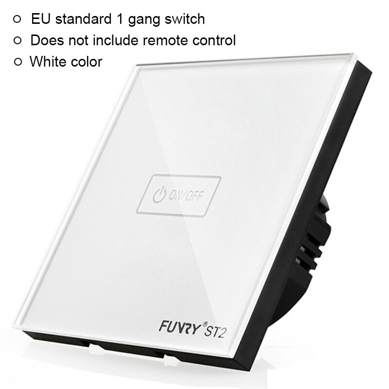 Original Funry EU standard 1 gang 1 way Switch Remote Control WIFI/APP Control Light Switch 170-240V RF433MHz Smart Control: white switch