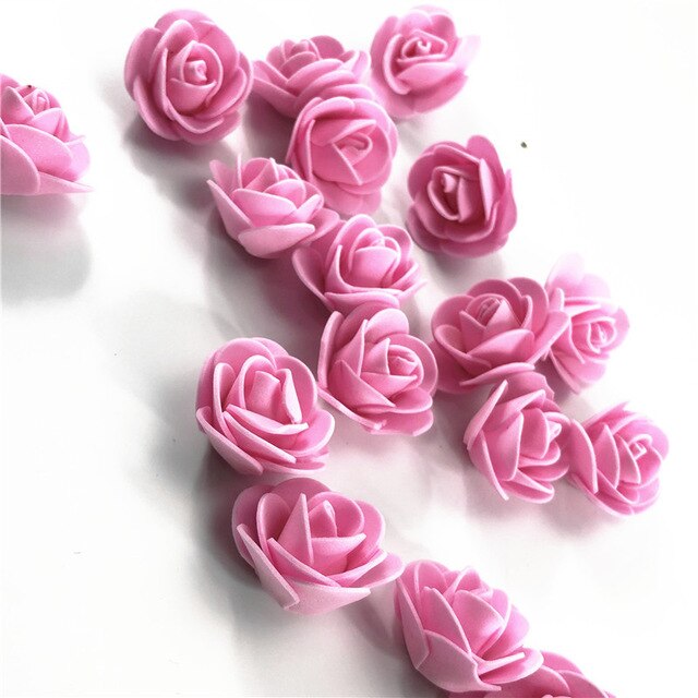 1PC 15cm/20cm/35cm Foam Rose Bear Mold DIY TOY Artificial Rose Flower Bear Plastic Bear Roses Luck Dog Mold Model: 100pcs Pink
