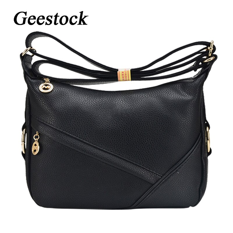 Geestock Schoudertas Retro Dames Lederen Handtassen, Casual Mode Moeder Zakken, Vrouwen Messenger Schoudertassen: black