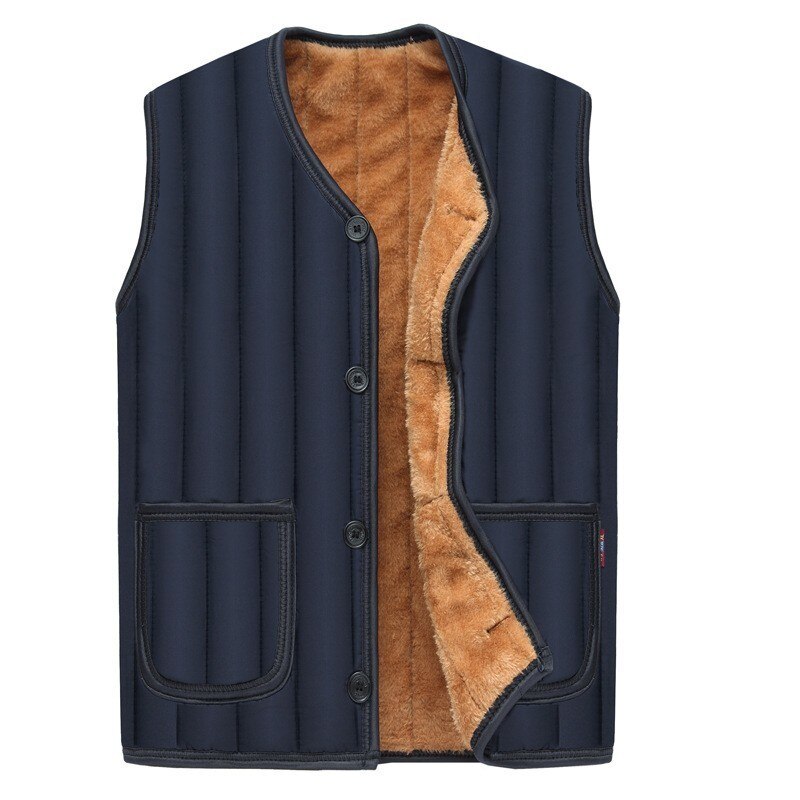 Chaleco térmico de lana para hombre, 4XL talla grande, para pesca al aire libre, ciclismo, escalada, grueso, resistente al viento, cálido, de algodón, Otoño e Invierno: blue / 4XL