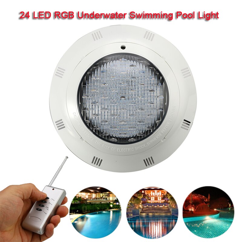 24LED RGB Underwater Swimming Pool Light 12V 45W RGB+Remote Controller Multi-Color Waterproof Underwater Lamp Outdoor Lighting