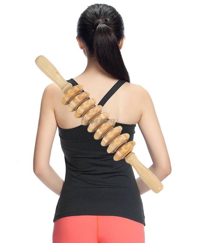 Wooden sports roller body leg trigger point muscle roller rod massage health care massage stick portable massager