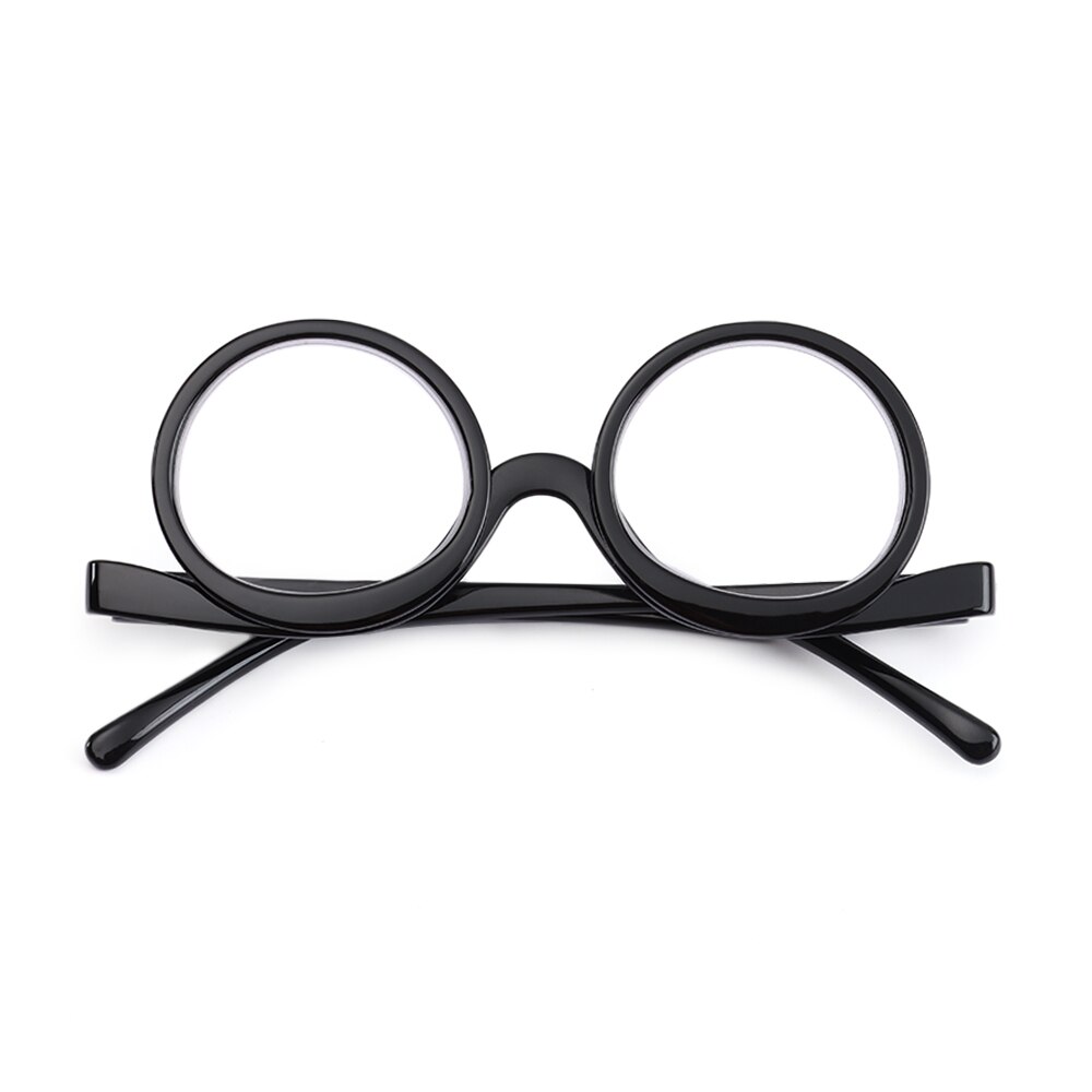 Rotating Magnifying Folding Magnification Eyeglasses Presbyopic Clamshell Makeup Eyewear Glasses Reading Glasses Lens +10~+40: 100 / black