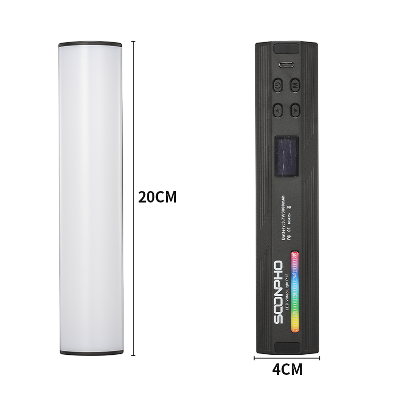 SOONPHO P12 LED RGB Photography Lighting Stick Tube Handheld Soft Light Painting Video Lamp for youtobe Tiktok VS LUXCEO P200