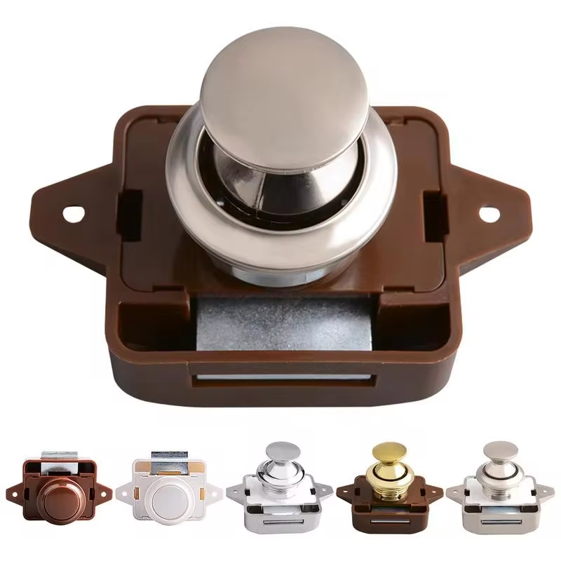 1Pc Mini Drukknop Vergrendeling Vergrendelen Kast Deurknop Camper Caravan Camper Rv Kast Lade Push Latch Lock Home Hardware
