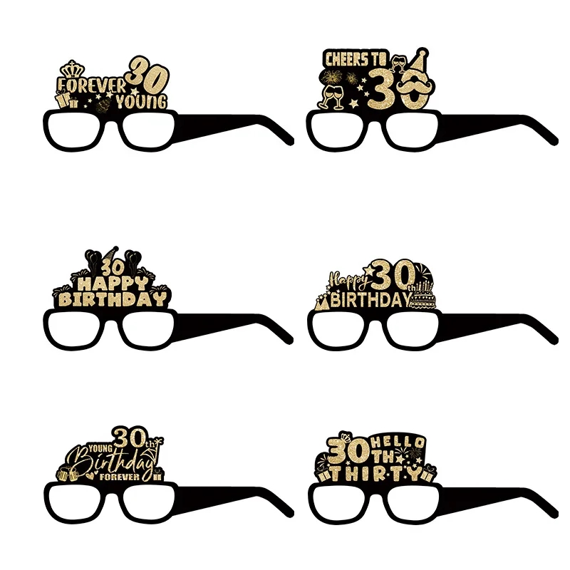 6 sztuk / zestaw 18 21 30 40 50 60 70 i 80 lat Papierowe okulary 3D Urodziny Impreza Karnawał Dekoracja Seria produktów