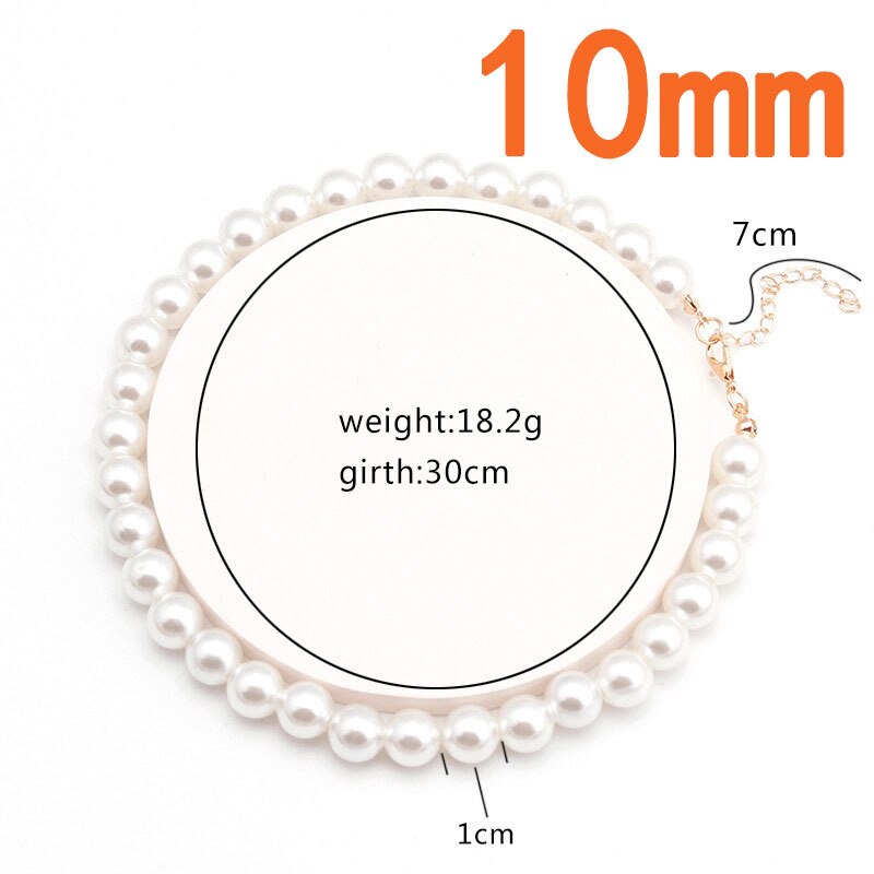 QiLuxy Perle Kette Halsband Halsketten für Frauen Temperament Hochzeit Halskette Weiblichen Schmuck: 10mm