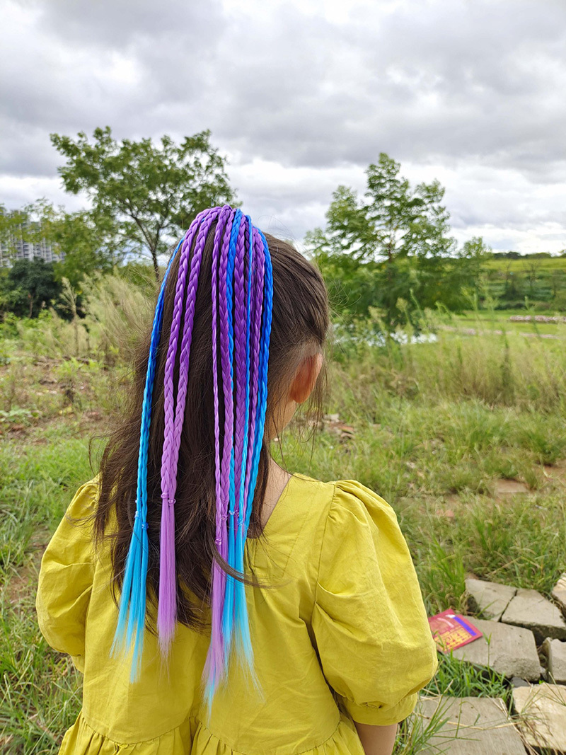 1 PCS Neue Mädchen Bunte Perücken Pferdeschwanz Kinder Haar Zubehör Kopf Band Haar Ornament Stirnbänder Gummibänder Schönheit Haar Bands