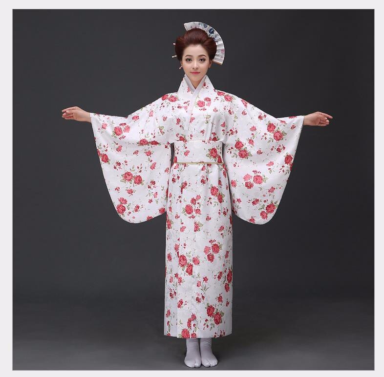 Japanske kvinders originale yukata-kjole traditionel kimono med obi-præstationsdansdragter i en størrelse