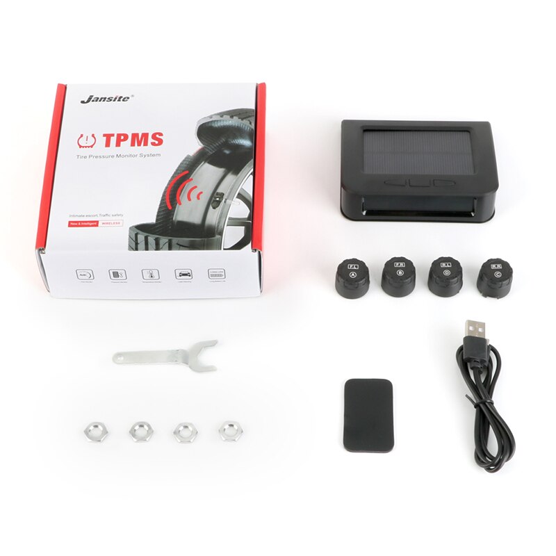 Jansite TPMS Tire Pressure Monitoring System Display Solar charge pressure control Warning with Internal sensor Car Accessories