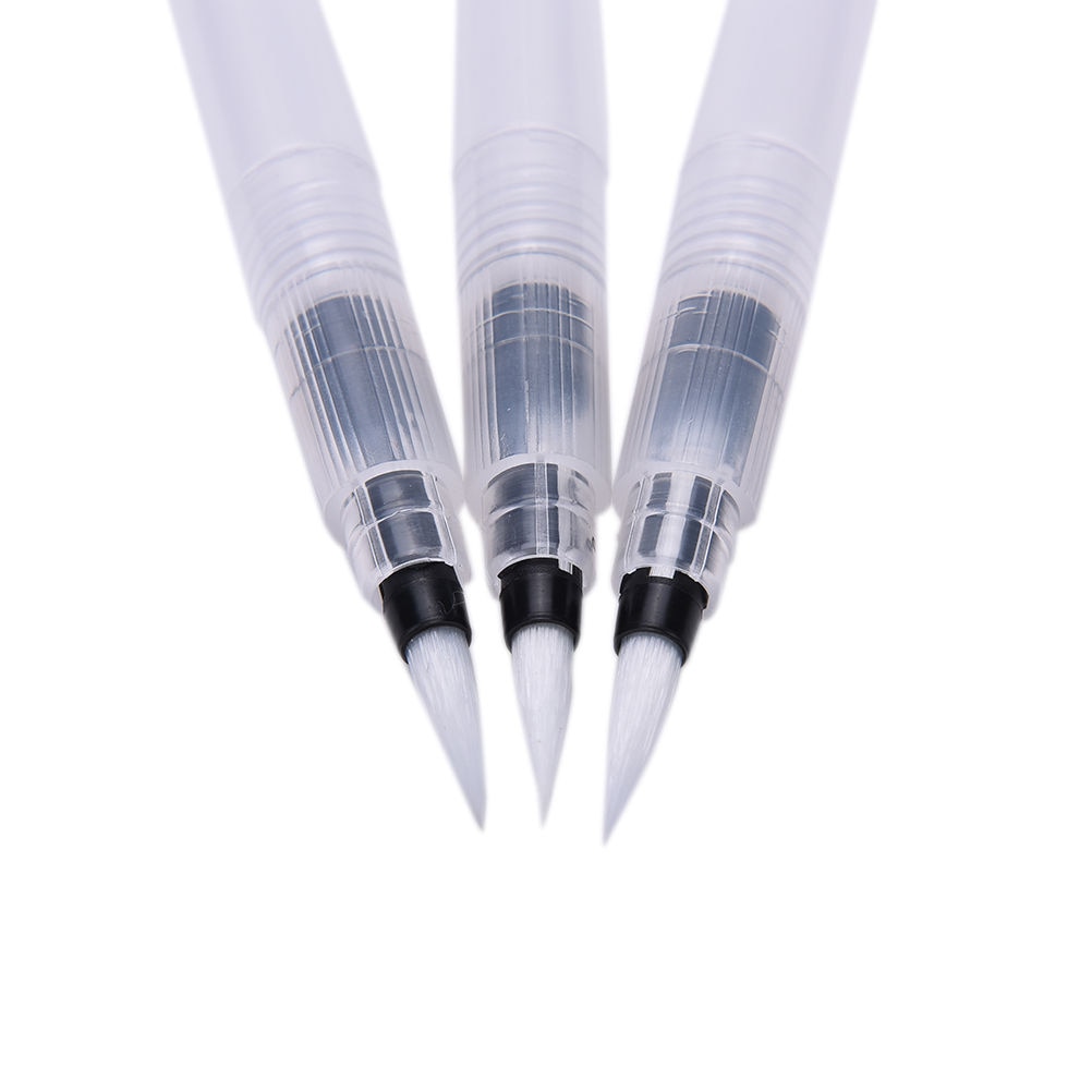 Bolígrafo de tinta para acuarela de pincel de agua, herramienta de dibujo y caligrafía, punta de pincel de nailon con depósito rellenable, 3 uds.