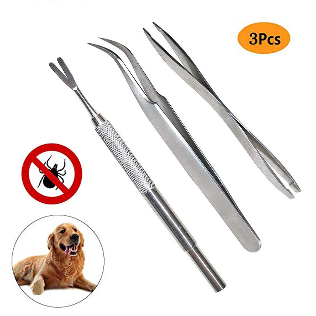 Tick Remover for Dog/Cat/Human in 3 Premium Tick Remover Set Pet Dog Flea Remover Tick Removal Tool Stainless Steel#p4