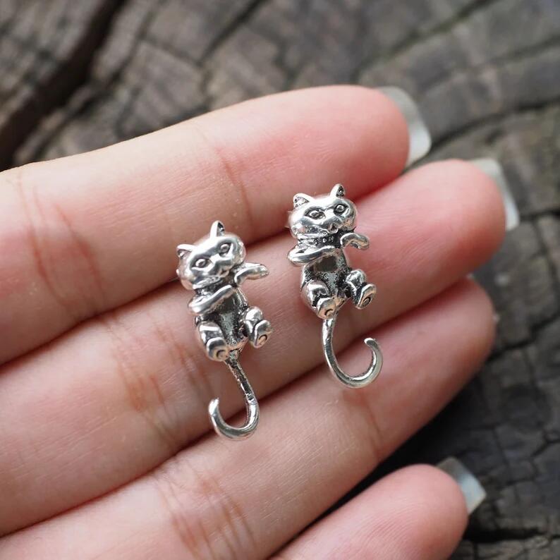 Orecchini a forma di rana in argento per donne vintage a forma di rana orecchini a perno simpatici animali per adolescenti ragazze gioielli rana, Rame, altro
