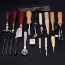 Juego de Herramientas para manualidades de cuero, Kit de trabajo para cortar cuero, punzonado, borde de prensa, accesorios de costura DIY, cinturones, bolsos y zapatos, 19 piezas