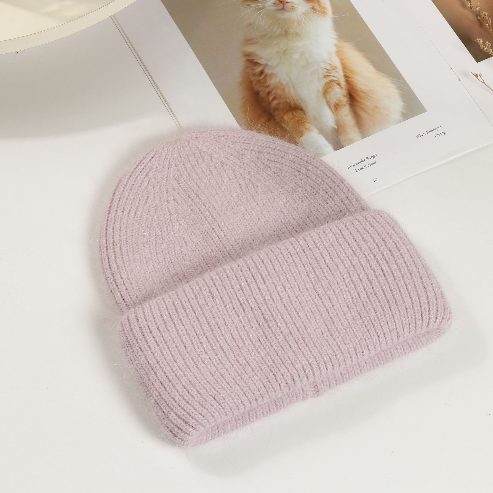 Vrouwen Hoeden Winter Gebreide Hoed Angola Konijnenbont Beanie Bonnet Meisje Hoed Herfst Vrouwelijke Cap Warm Houden mode Caps: 9