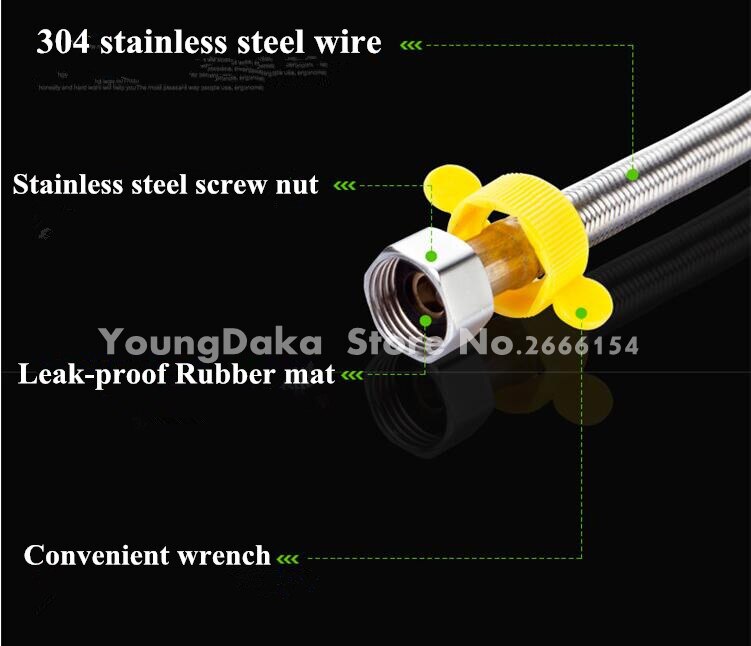 Tuyau de plomberie Flexible, en acier inoxydable, de 30/40/60/80CM, tuyau de salle de bains à Interface Standard, de lavabo et de chauffe-eau des toilettes, 1/2"