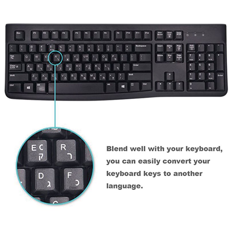 Koreansk/tysk/russisk/spansk/italiensk alfabet pvc-tastaturklistermærke til pc bærbar notesbog desktop arabisk/engelsk tastaturklistermærke
